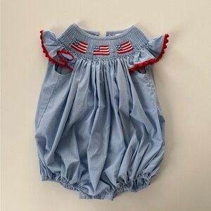 Charming Blue Gingham One piece with Flag Accents